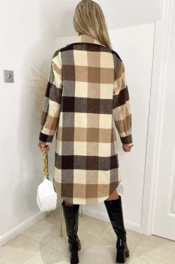 Oatmeal Checked Oversized Jacket