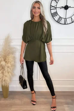 Olive Batwing Sleeve Top