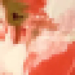 Peach Smudge Print Racer Neck High Low Frill Hem Midi Dress