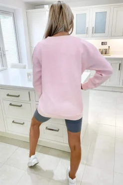 Pink Butterfly Printed Oversized Sweatshirt