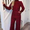Red Animal Print Elasticated Neck Jumpsuit
