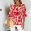 Red Floral Front Tie Wrap Top