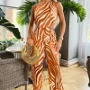 Rust Printed Cut Out Jumpsuit
