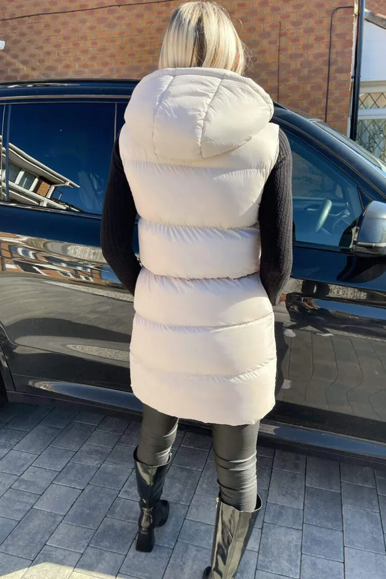 Silver Drawstring Hooded Gilet