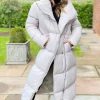 Silver Wrap Puffer Coat