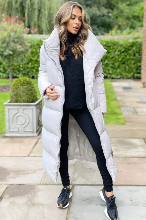 Silver Wrap Puffer Coat