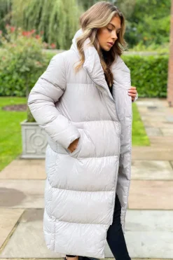 Silver Wrap Puffer Coat