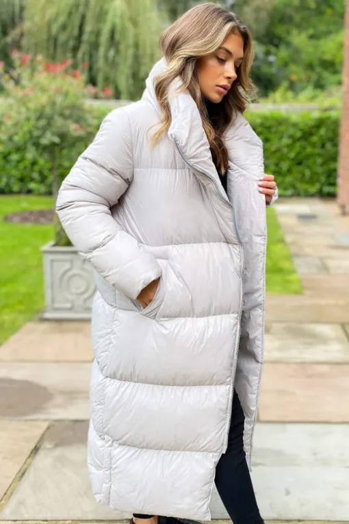 Silver Wrap Puffer Coat