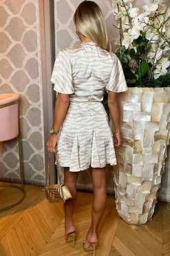 Stone Animal Printed Wrap Top Skater Dress