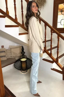 Stone Shawl Collar Open Front Blazer