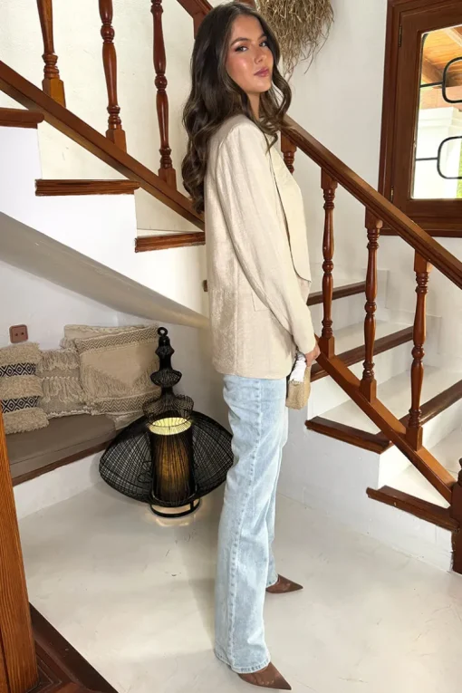 Stone Shawl Collar Open Front Blazer