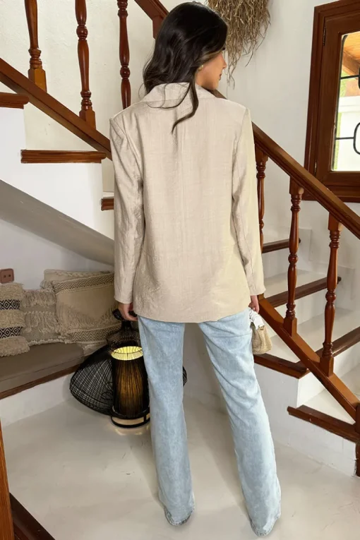 Stone Shawl Collar Open Front Blazer