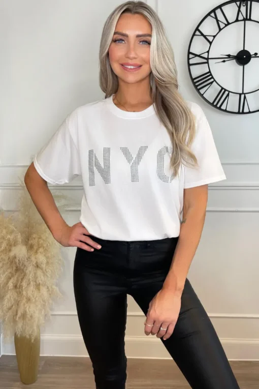 White NYC Slogan T-Shirt